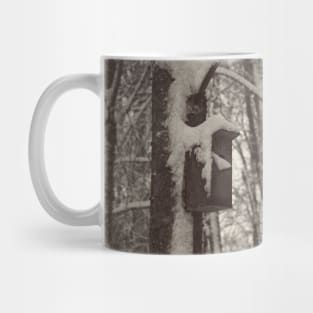 Bird feeder on a tree in winter Mug